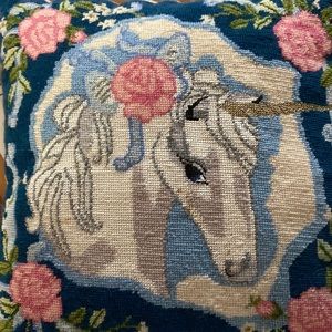Counter Cross Stitch Unicorn Pillow